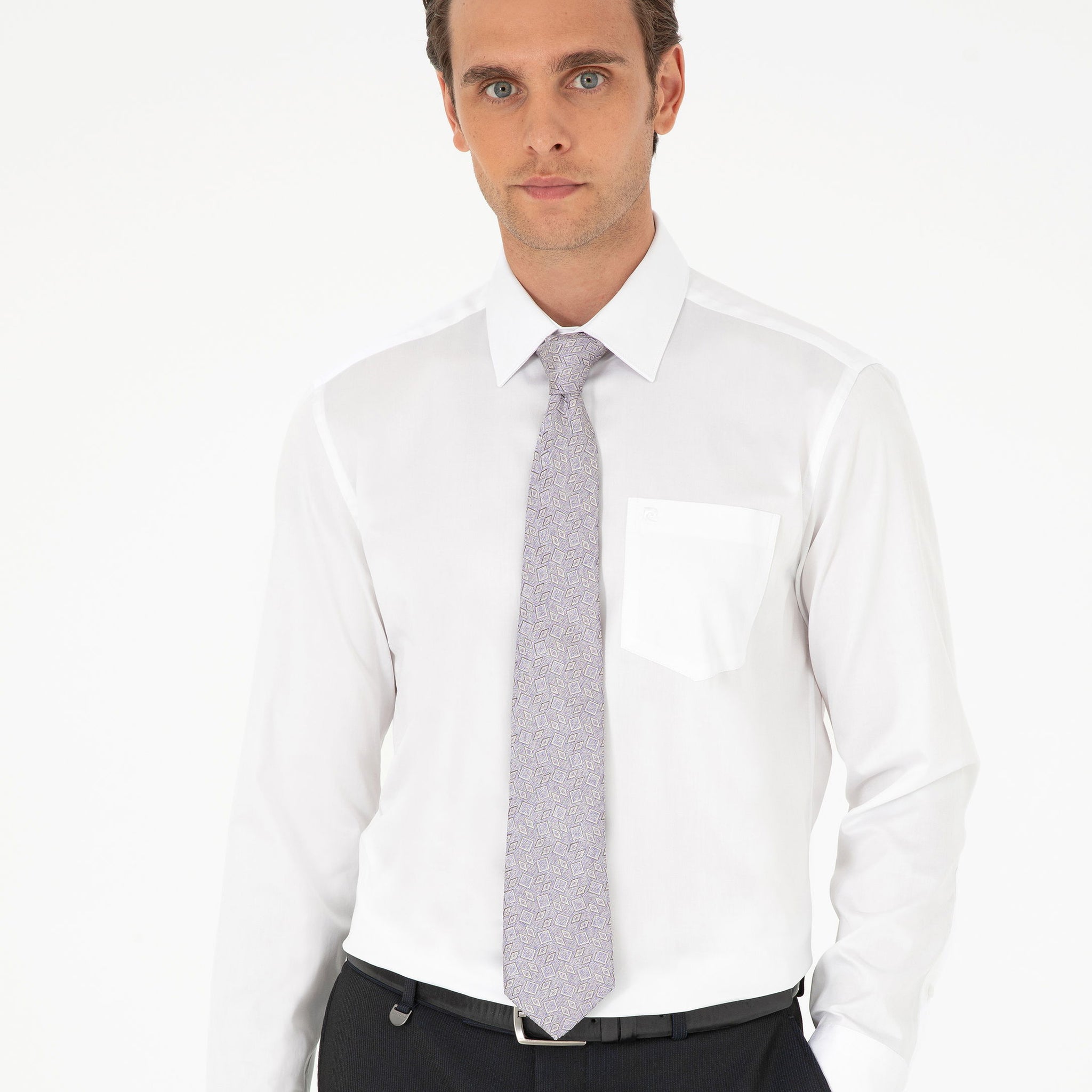 White Regular Fit Long Sleeve Basic Shirt