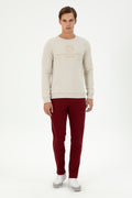 Men's Slim Fit Straight Leg Burgundy Basic Sweatpants