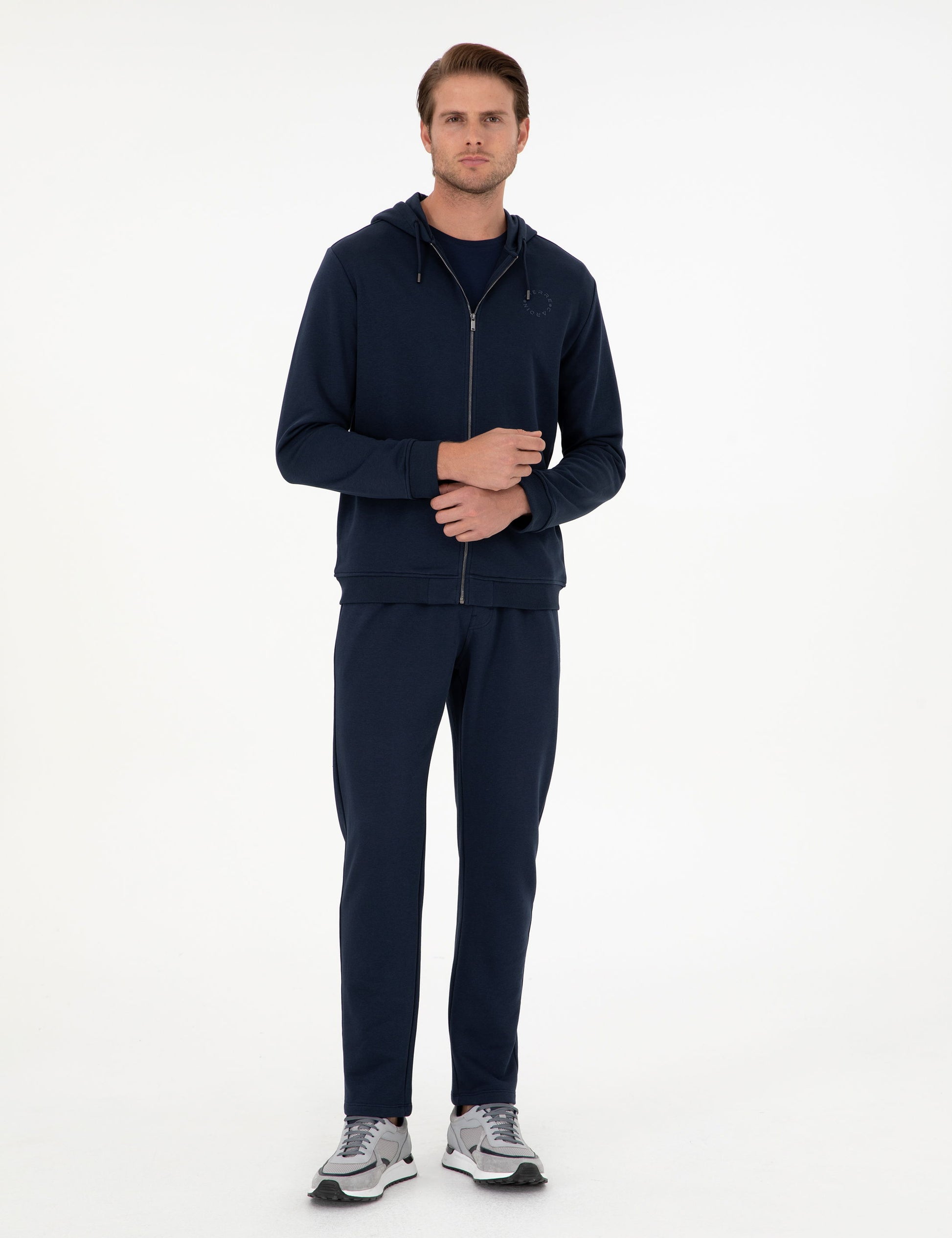 Navy Blue Slim Fit Straight Leg Sweatpants