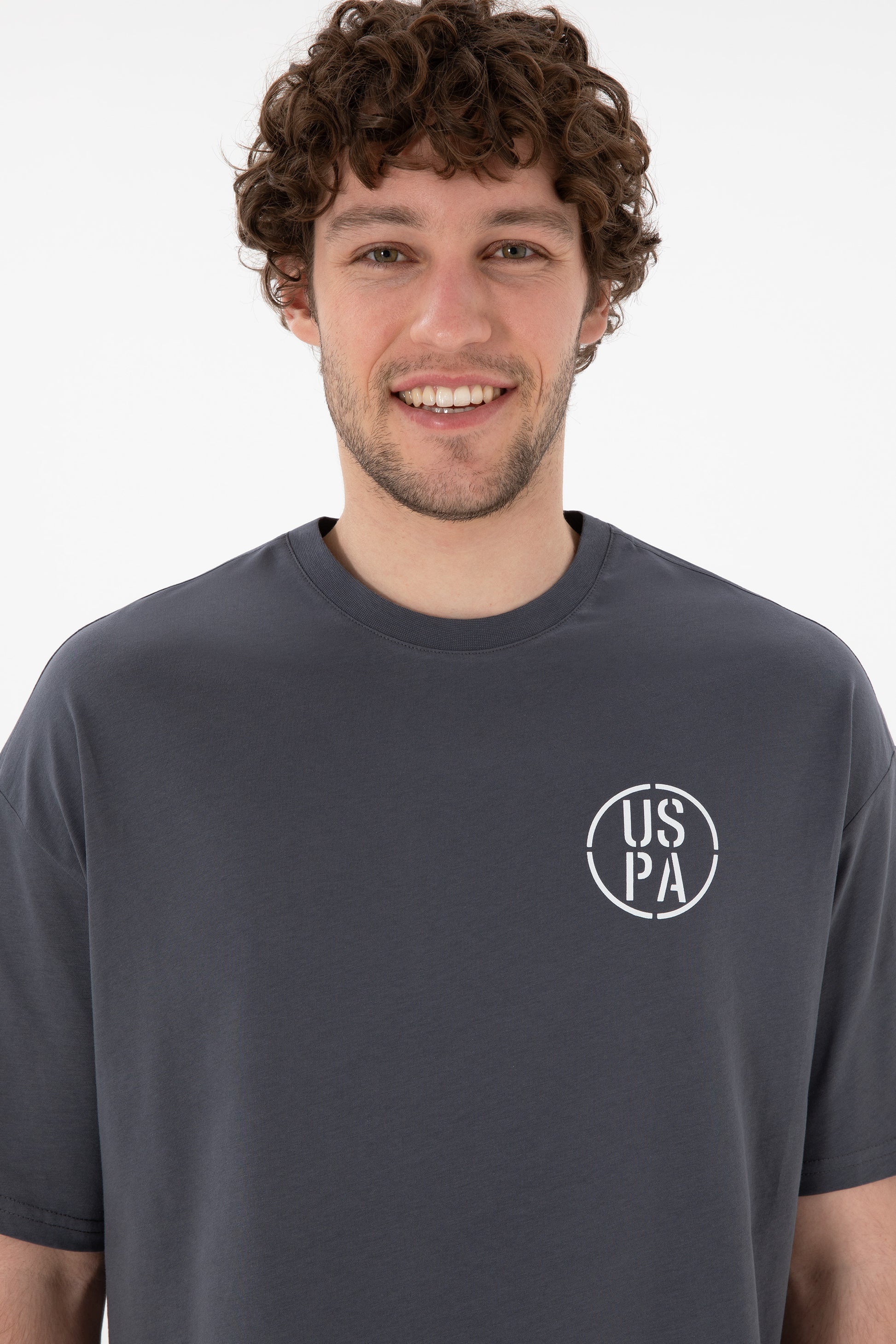 Men's Oversize Fit Crew Neck Anthracite T-Shirt