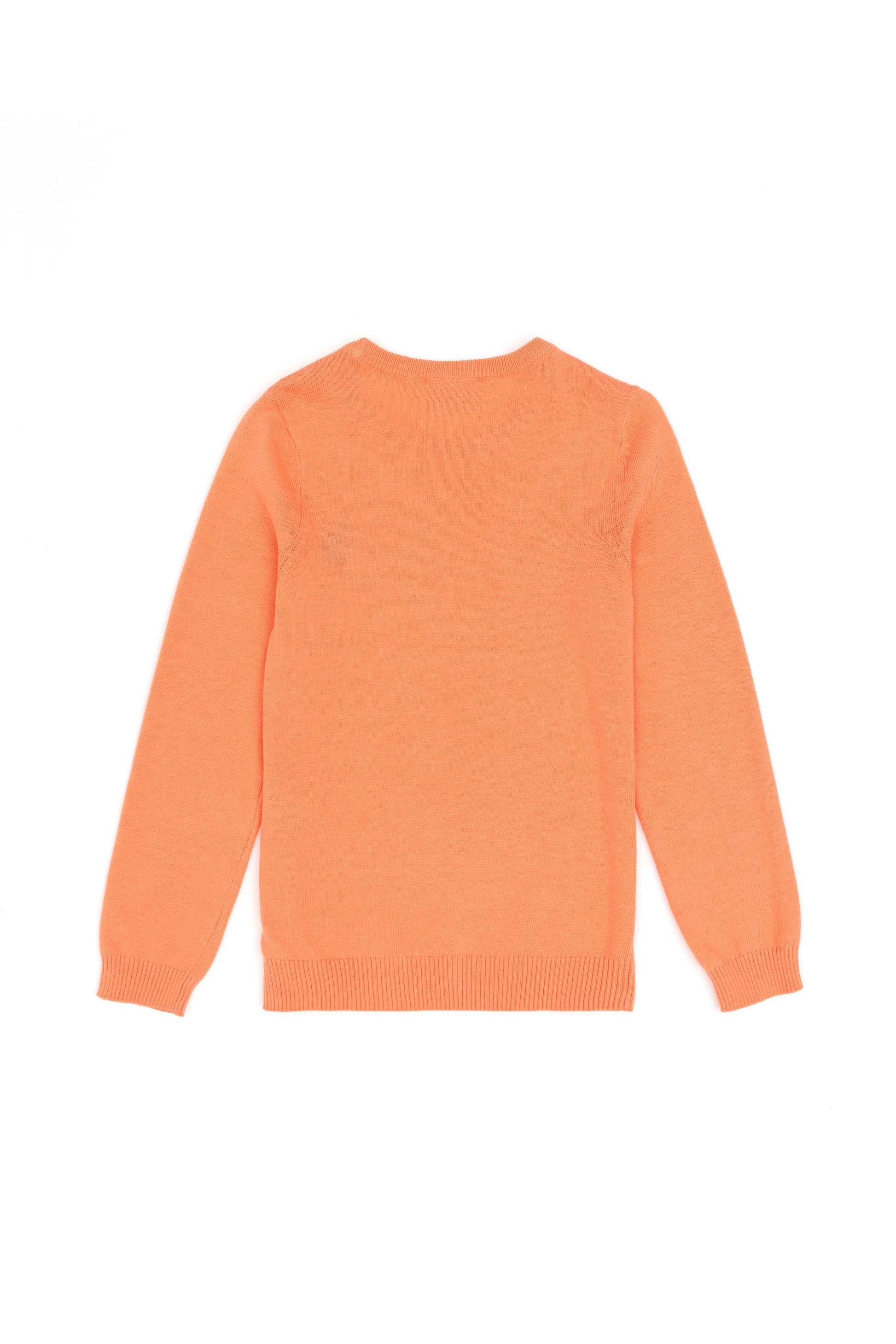 Girls' Salmon Melange Crew Neck Basic Sweater
