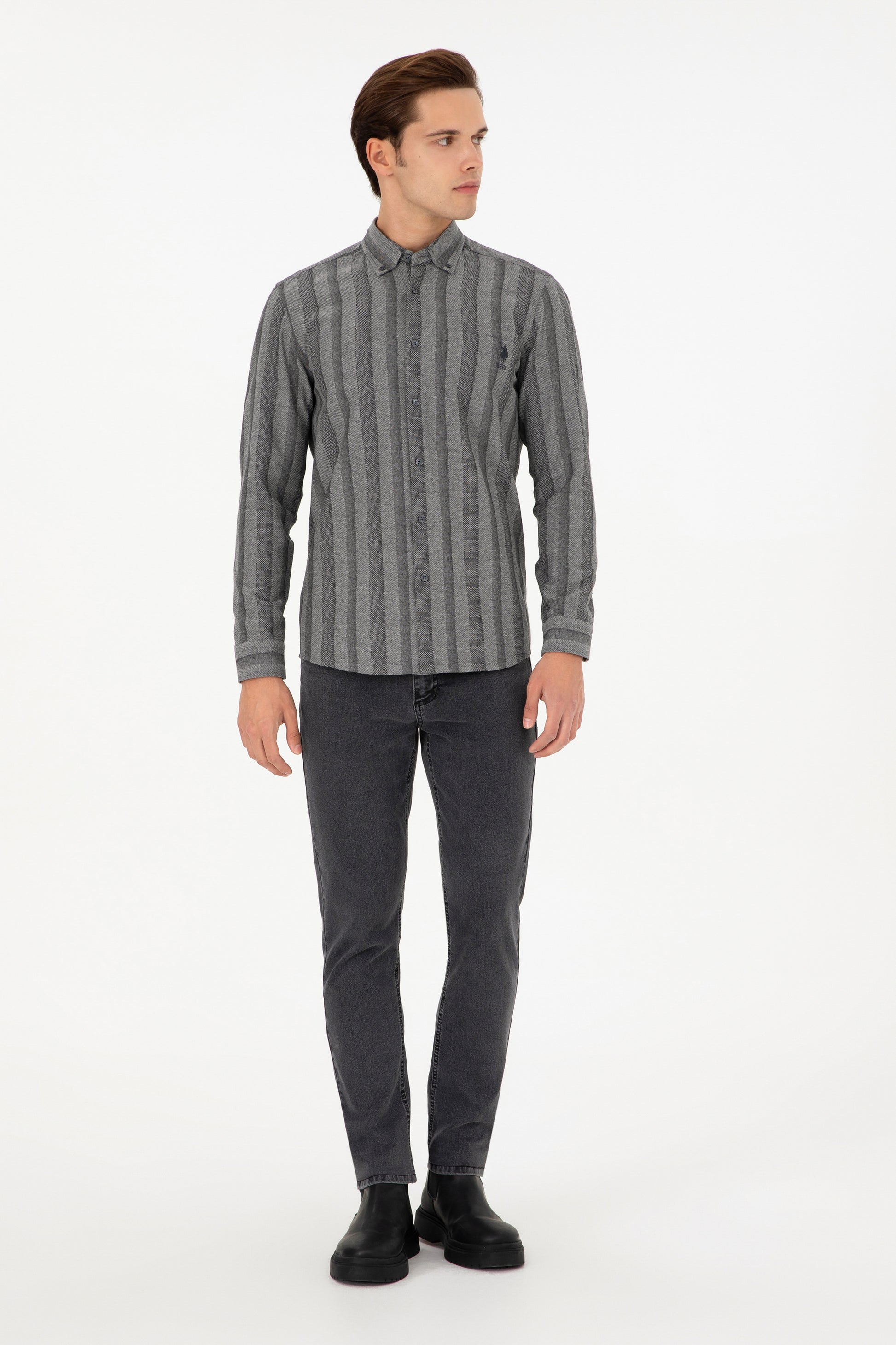 Men's Grey Long Sleeve Shirt