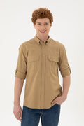 Men's Khaki Long Sleeve Shirt