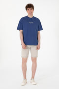 Men's Oversize Fit Crew Neck Light Navy T-Shirt