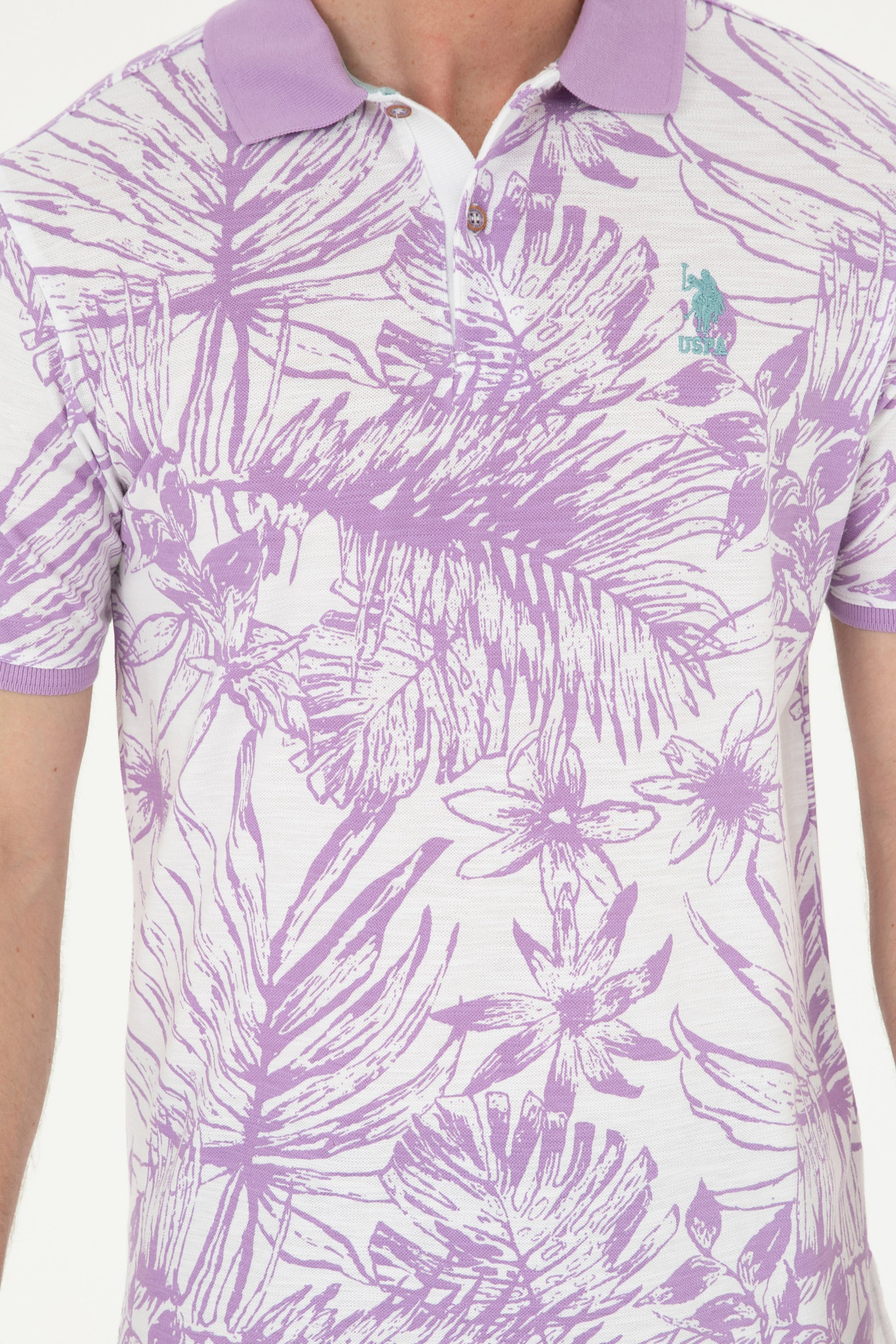 Men's Regular Fit Polo Neck Lilac T-Shirt