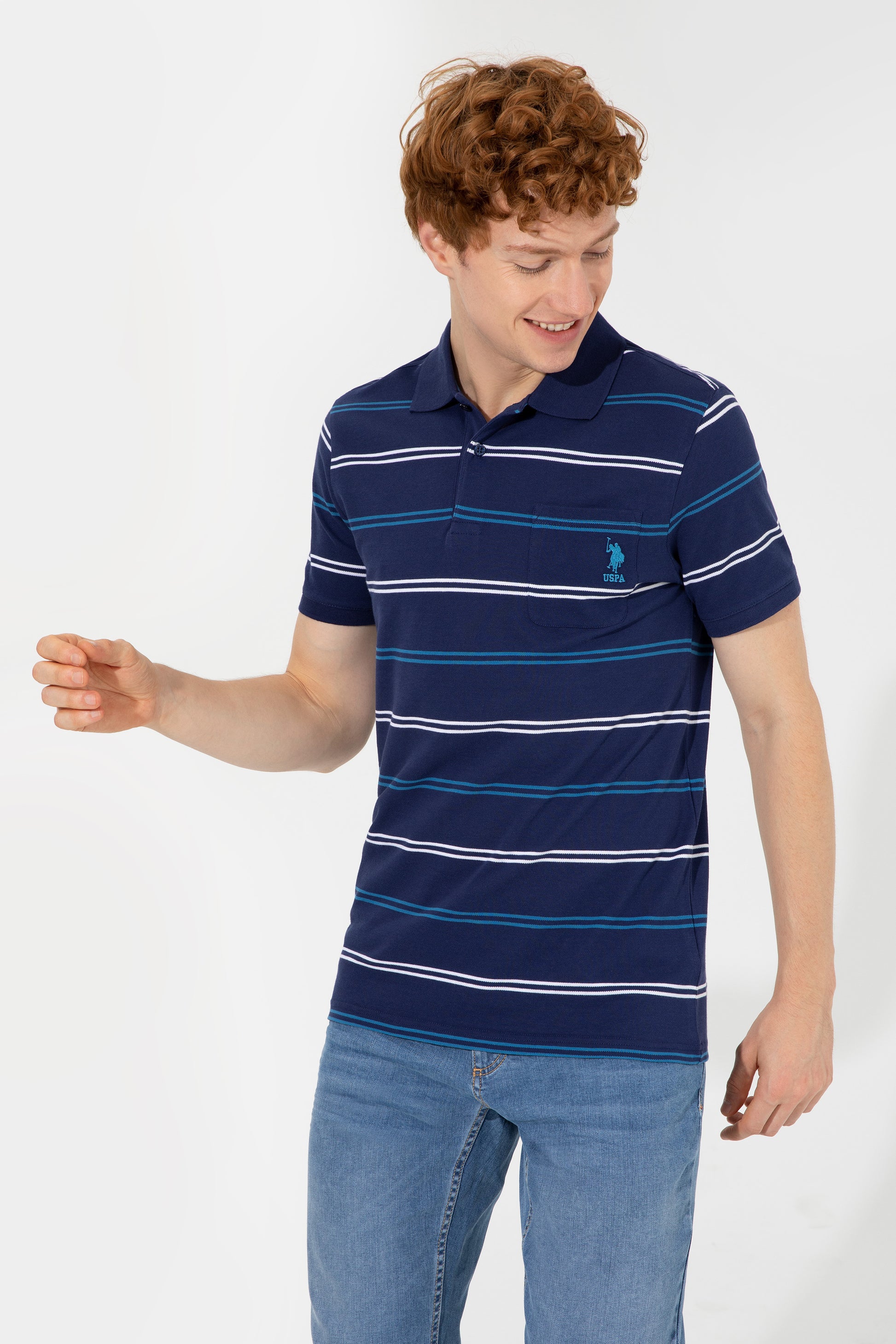 Men's Navy Blue Polo Neck T-Shirt