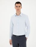 Light Blue Slim Fit Chunky Long Sleeve Shirt