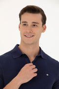 Men's Navy Blue Polo Neck T-Shirt