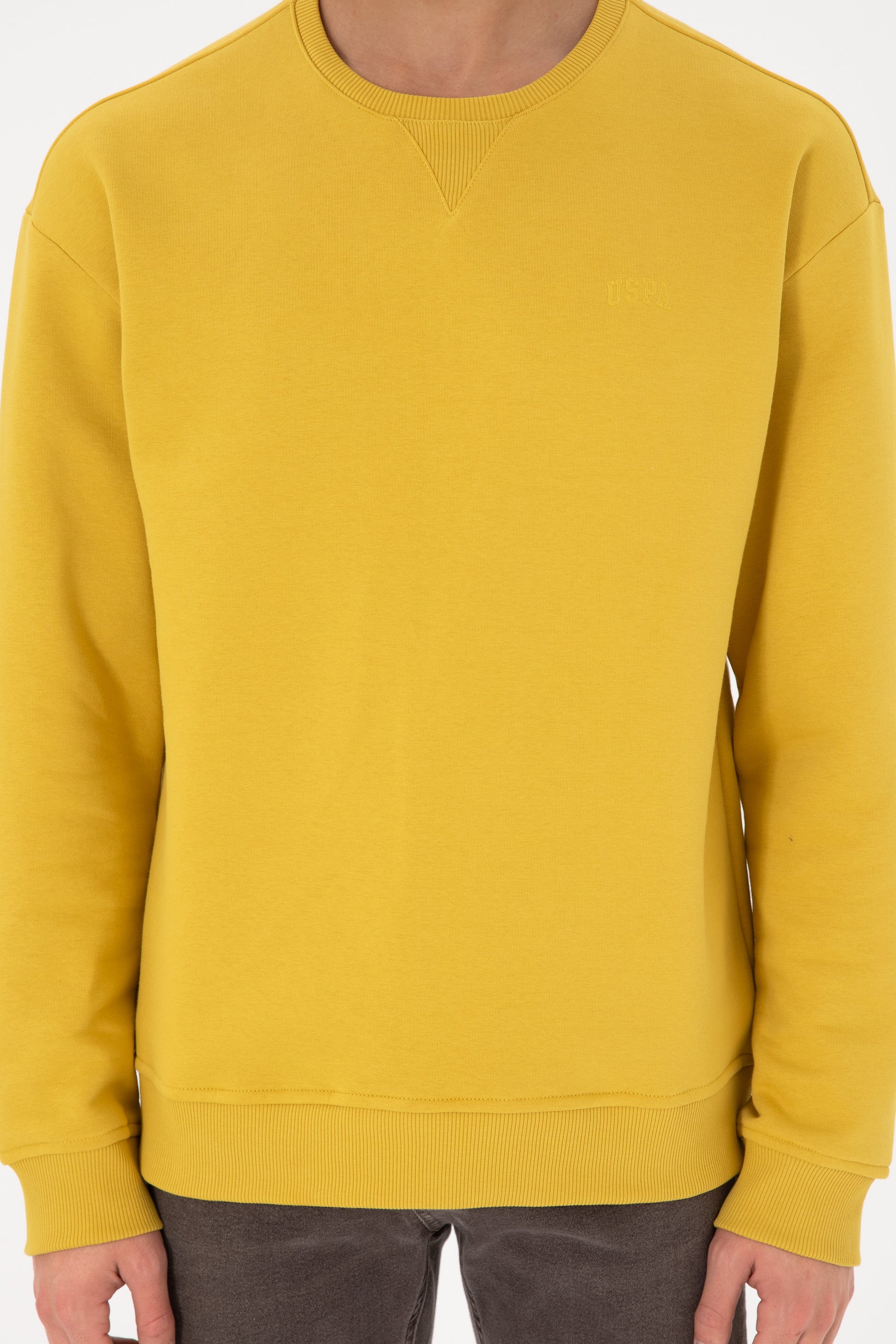 Men's Yellow Basic Sweatshirt