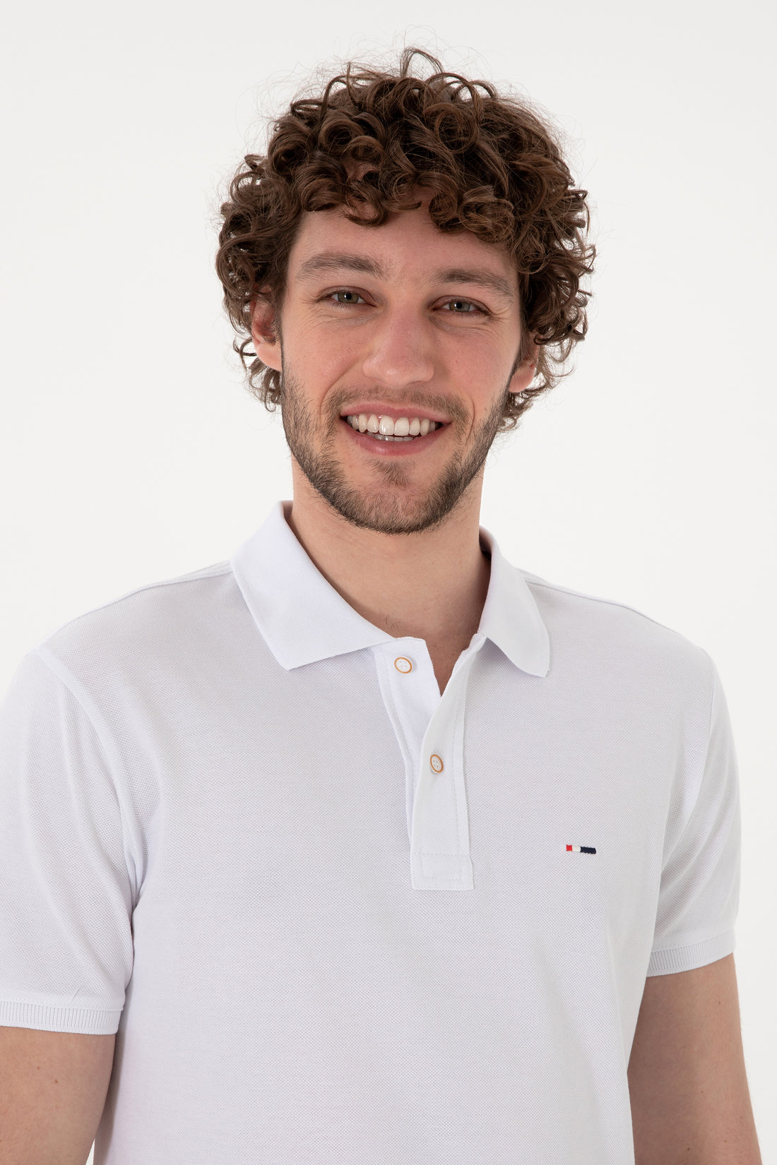 Men's Slim Fit Polo Neck White Basic T-Shirt