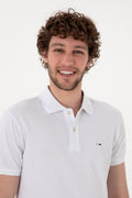 Men's Slim Fit Polo Neck White Basic T-Shirt