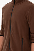 Men's Brown Basic Fleece Cardigan