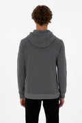 Erkek Regular Fit Kapüşonlu Antrasit Melanj Basic Sweatshirt