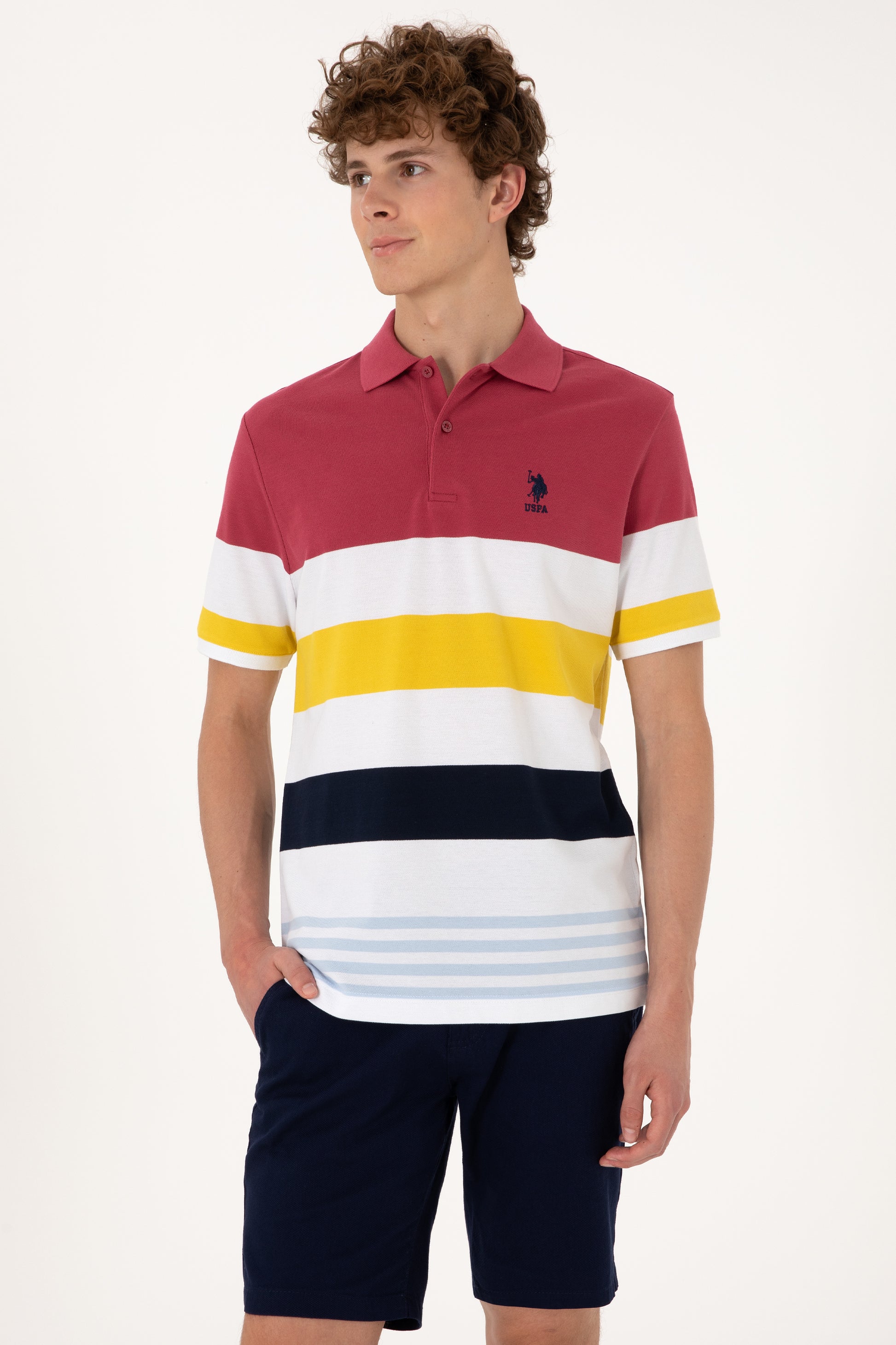 Men's Regular Fit Polo Neck Cherry T-Shirt