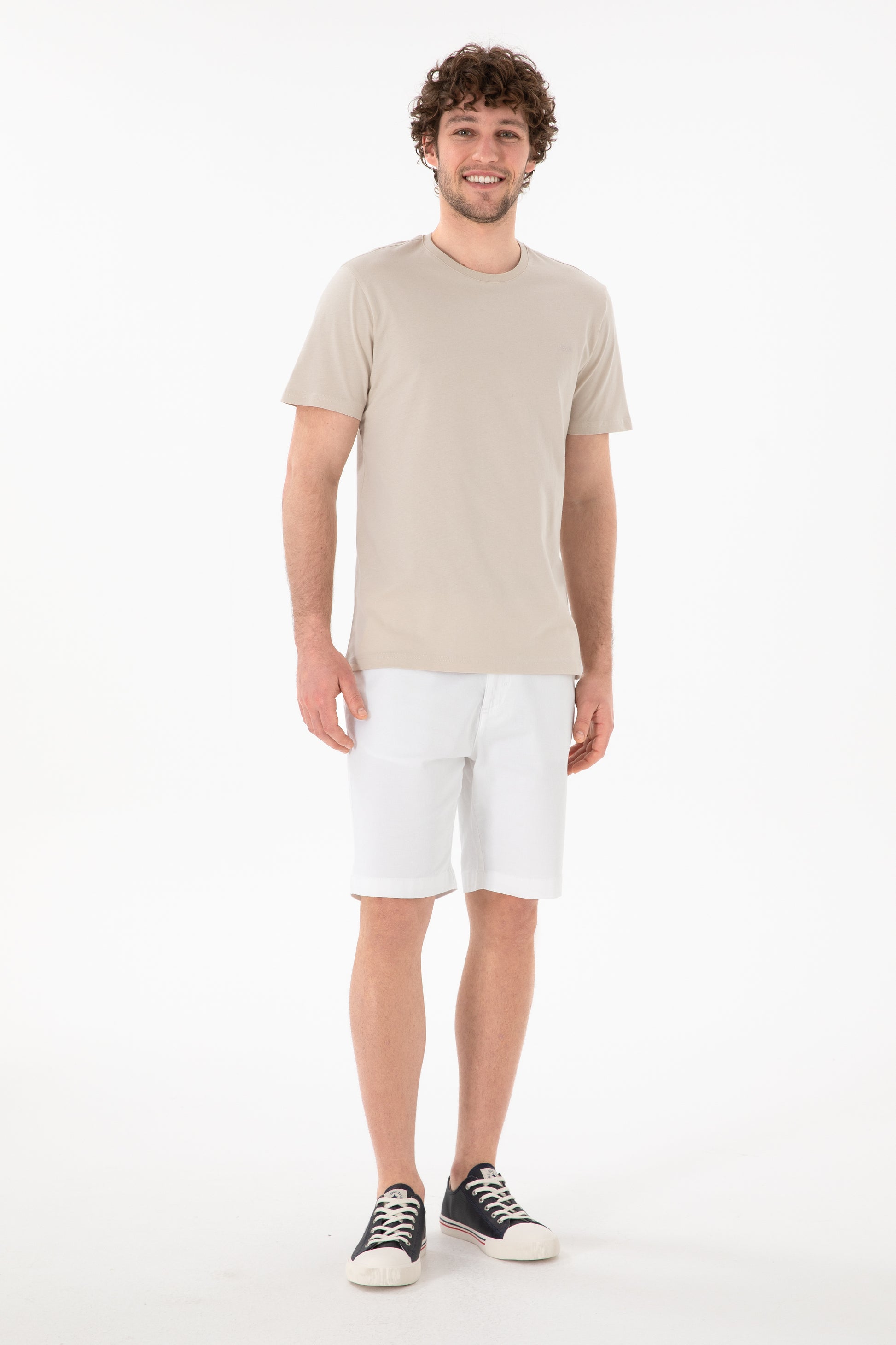 Men's Regular Fit Crew Neck Stone Basic T-Shirt