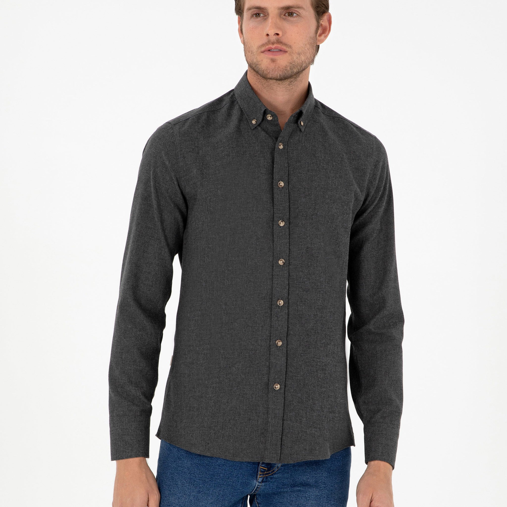 Anthracite Slim Fit Long Sleeve Shirt