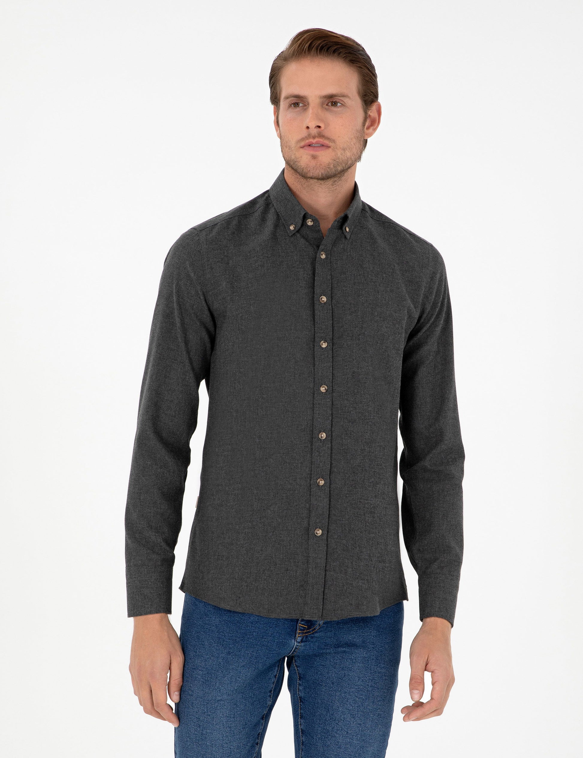 Anthracite Slim Fit Long Sleeve Shirt