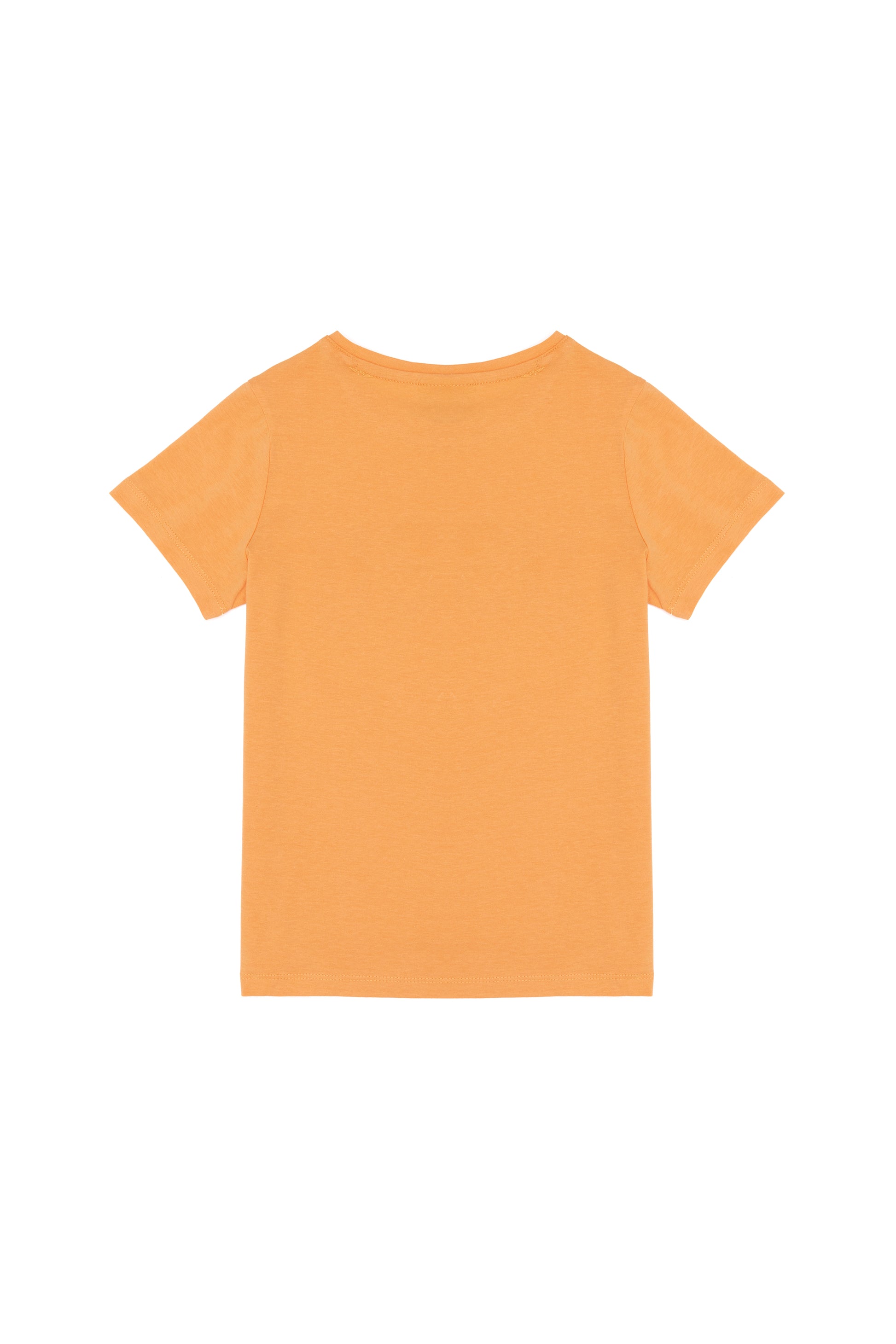 Girls' Orange Crew Neck Basic T-Shirt