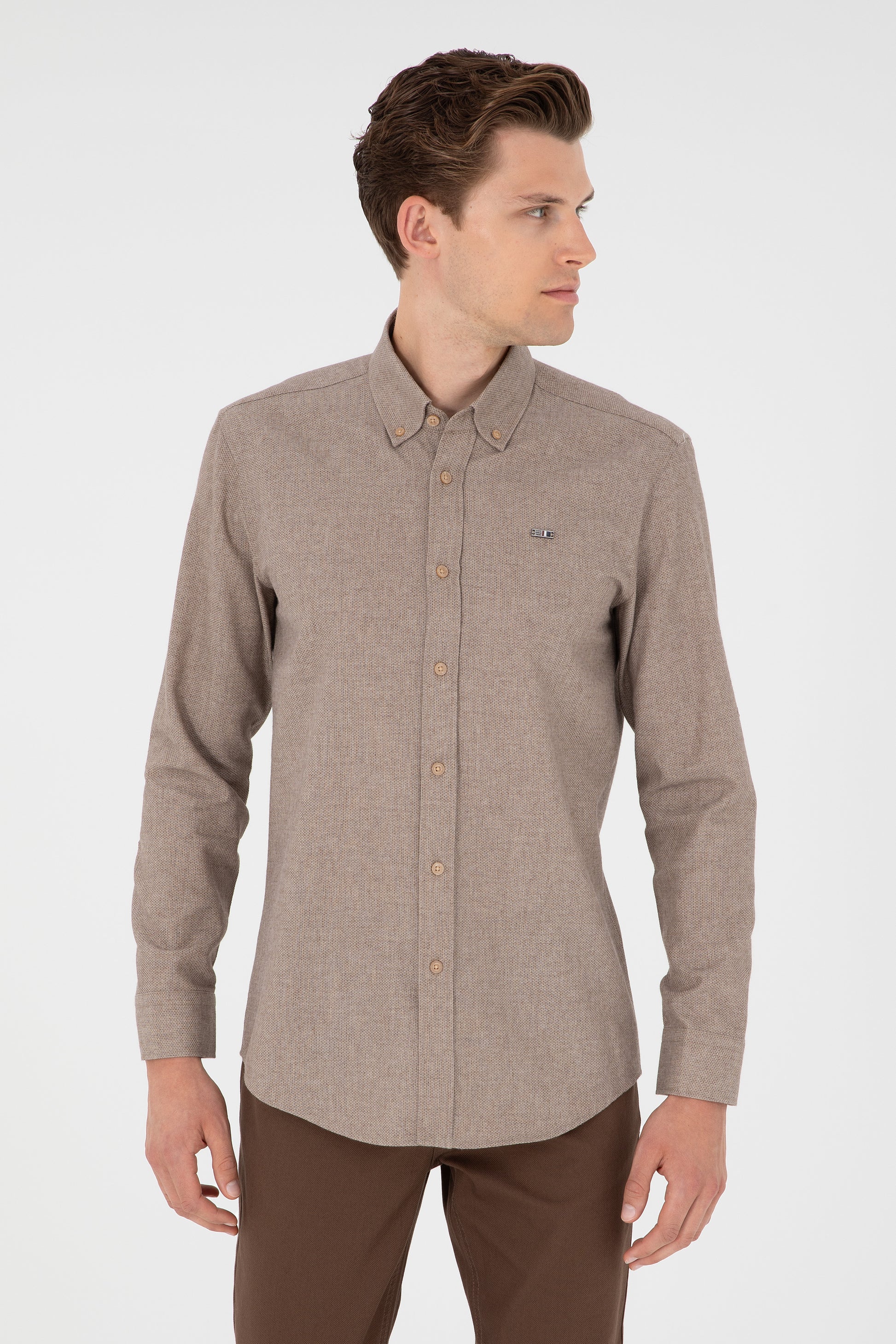 Men's Camel Long Sleeve Shirt