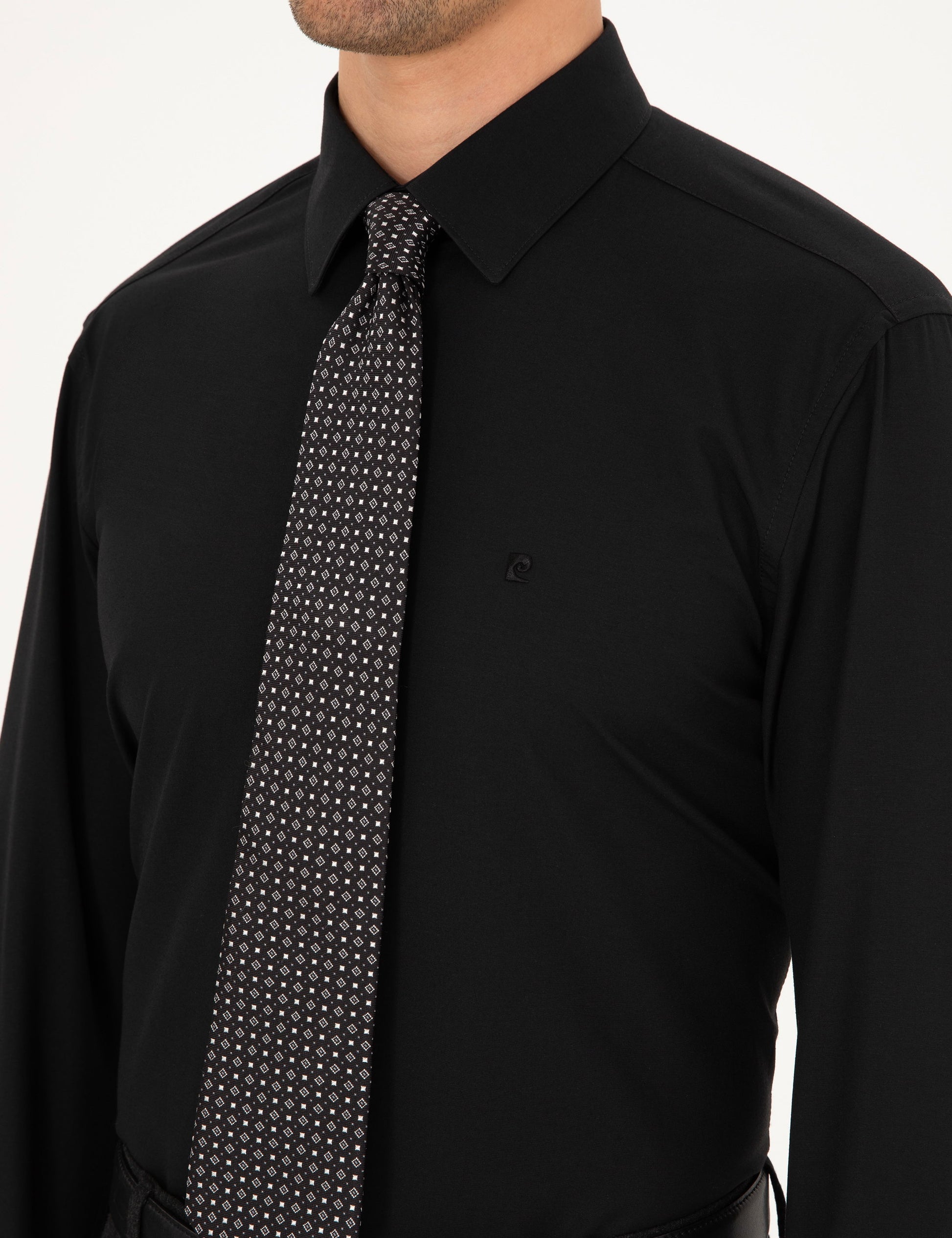 Black Regular Fit Long Sleeve Basic Shirt