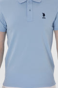 Men's Slim Fit Polo Neck Light Blue Basic T-Shirt