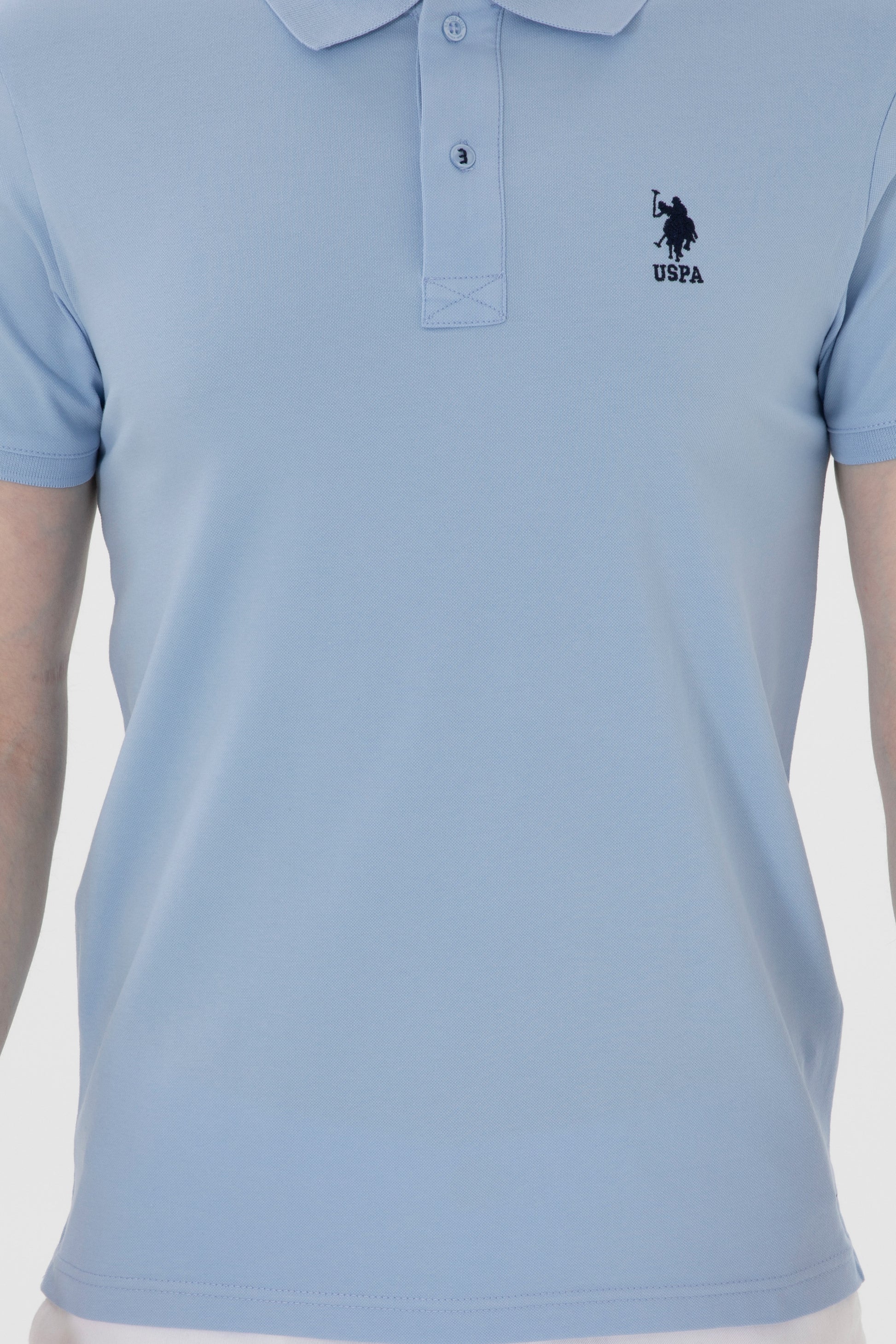 Men's Slim Fit Polo Neck Light Blue Basic T-Shirt