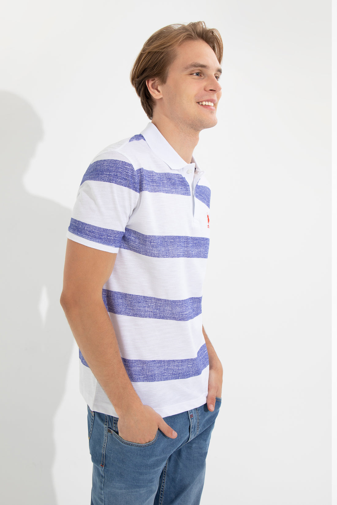 Men's Blue Polo Neck T-Shirt