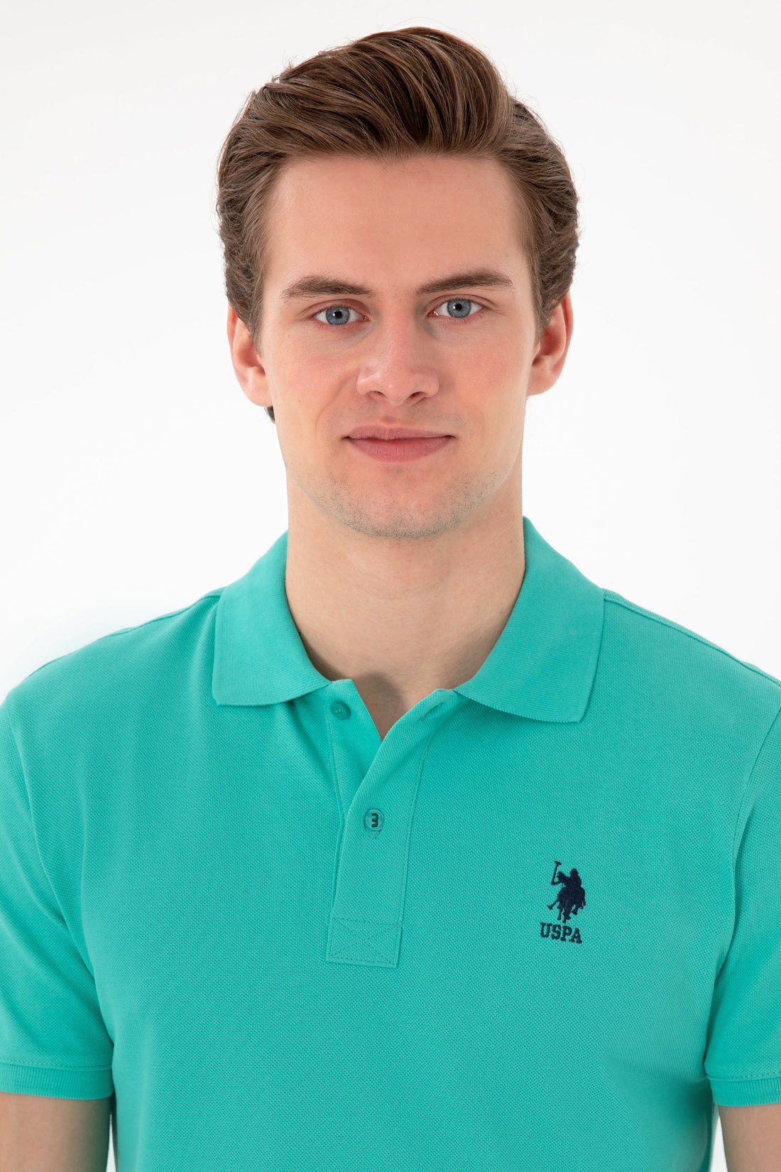 Men's Slim Fit Polo Neck Mint Basic T-Shirt