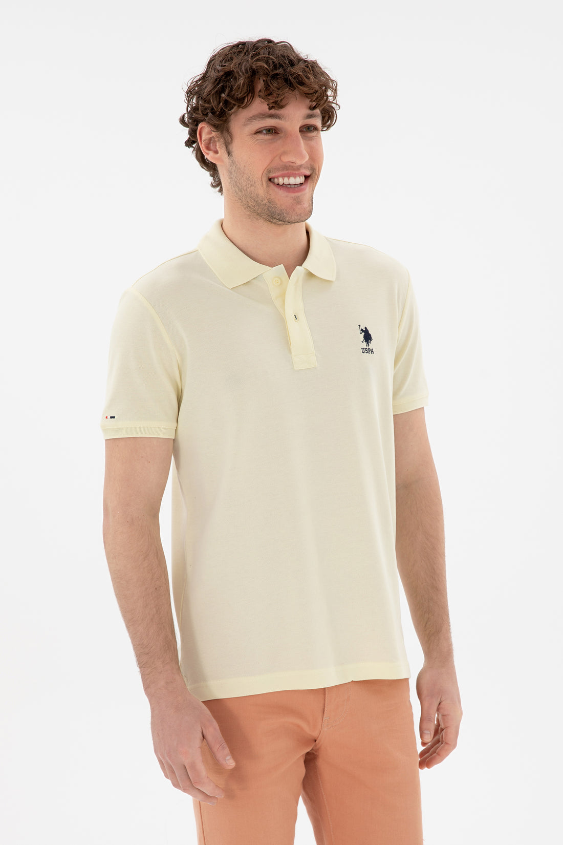 Men's Slim Fit Polo Neck Lemon Basic T-Shirt