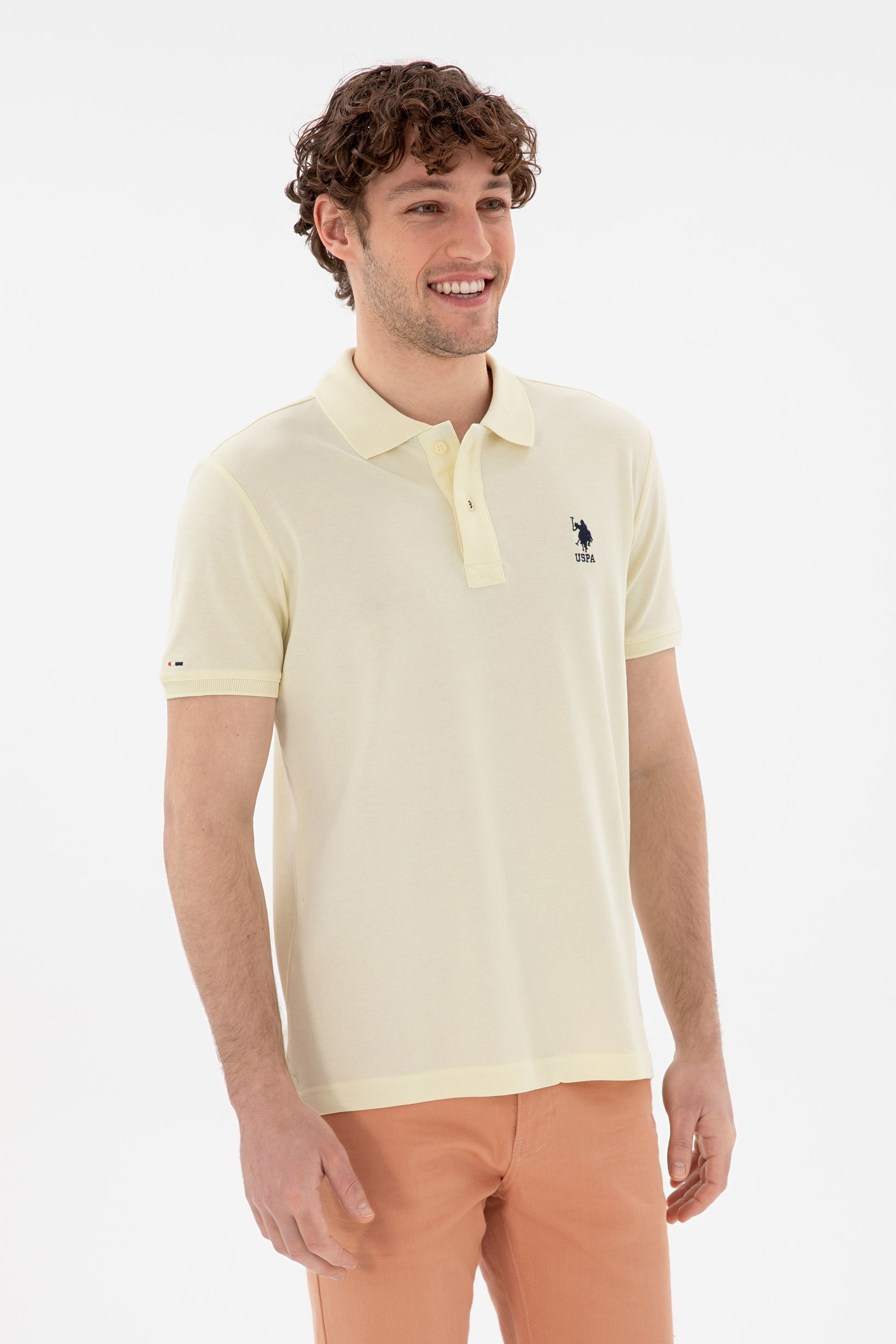 Men's Slim Fit Polo Neck Lemon Basic T-Shirt