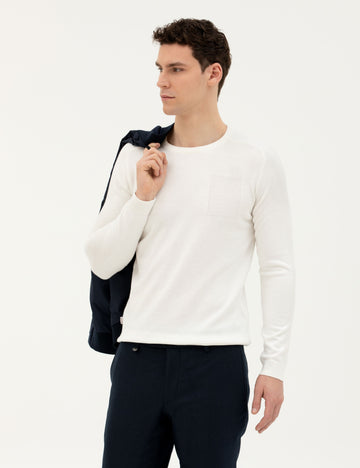 Ecru Slim Fit Sweater