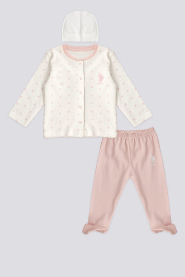 Baby Girl Pink Booties 3-Piece Set