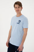 Men's Regular Fit Crew Neck Light Blue T-Shirt