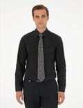 Black Slim Fit Long Sleeve Basic Shirt
