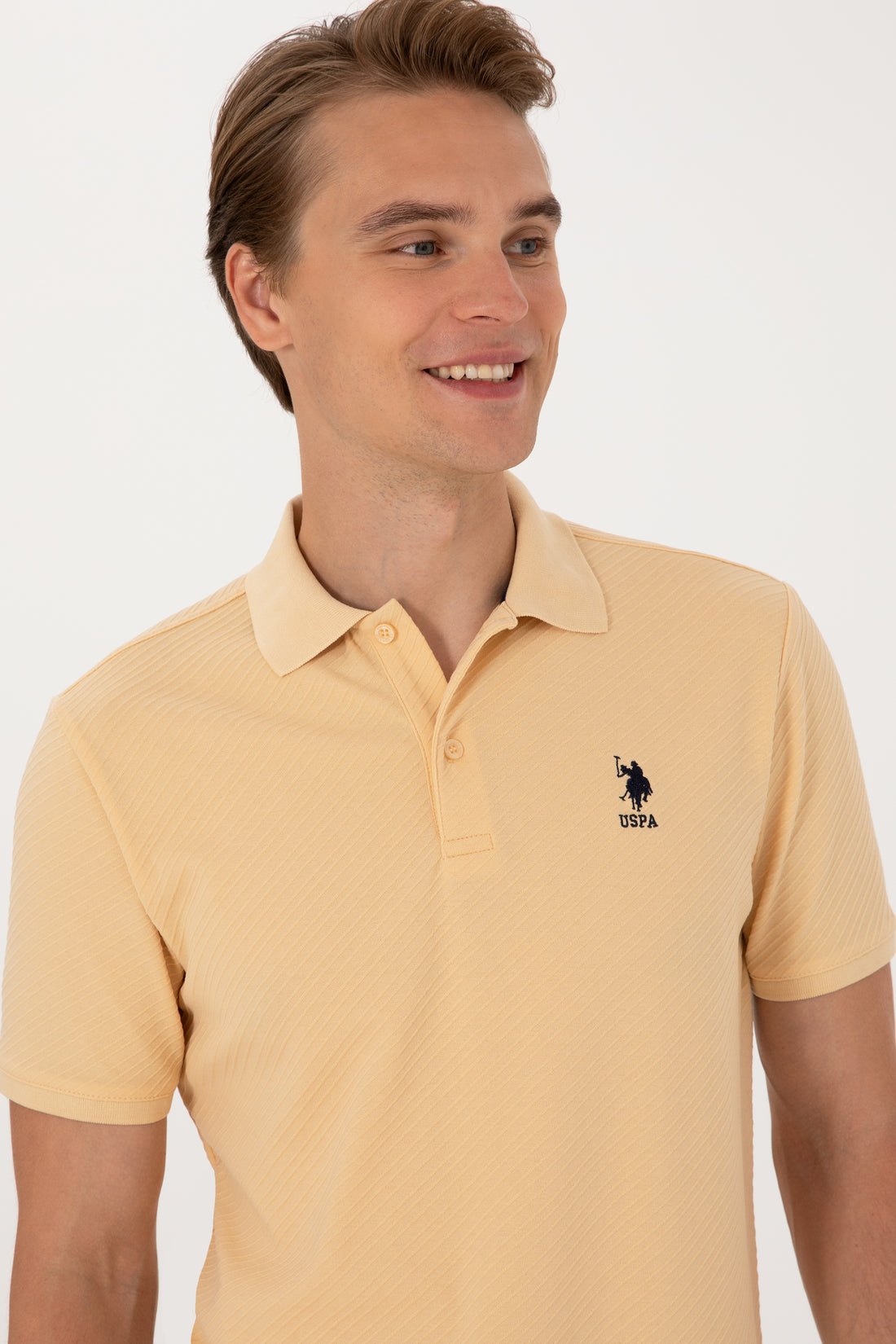 Men's Regular Fit Polo Neck Beige T-Shirt