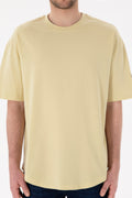 Men's Long Fit Crew Neck Open Khaki Basic T-Shirt