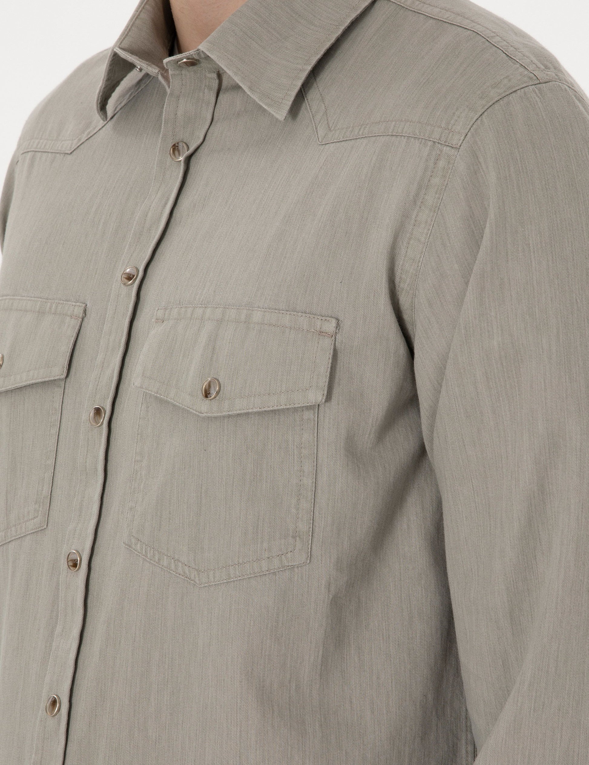 Light Khaki Slim Fit Jean Shirt