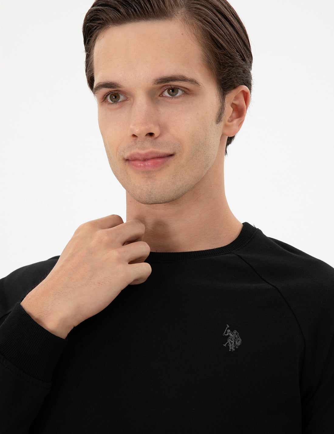 Men's Regular Fit Crew Neck Black Basic Sweatshirt