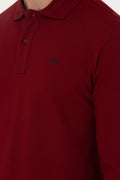 Men's Regular Fit Polo Neck Burgundy Basic Sweatshirt