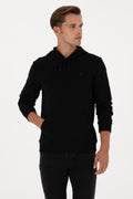 Erkek Regular Fit Kapişonlu Siyah Basic Sweatshirt