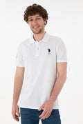 Men's Slim Fit Polo Neck White Basic T-Shirt