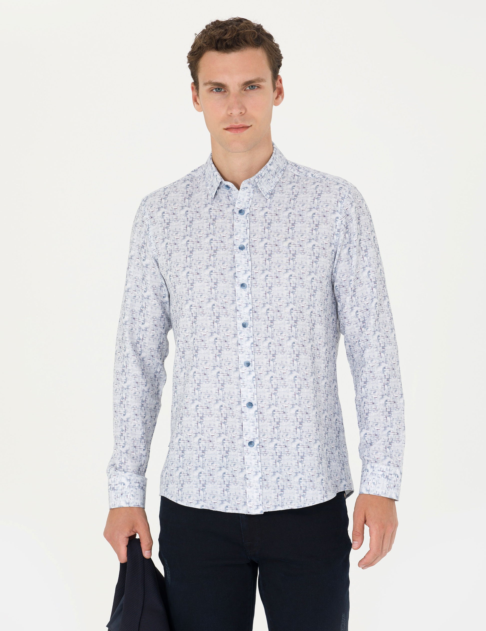 Blue Slim Fit Long Sleeve Shirt