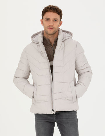 Light Grey Hooded Padded Coat