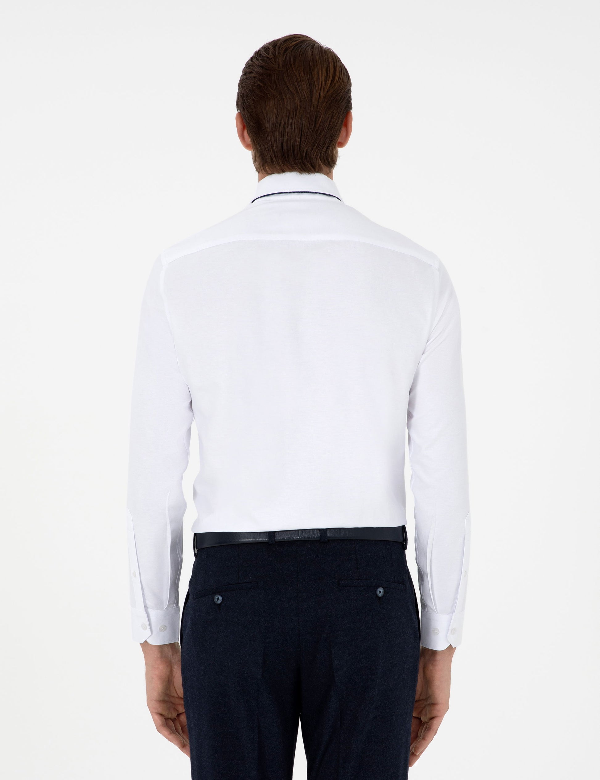 White Slim Fit Long Sleeve Shirt