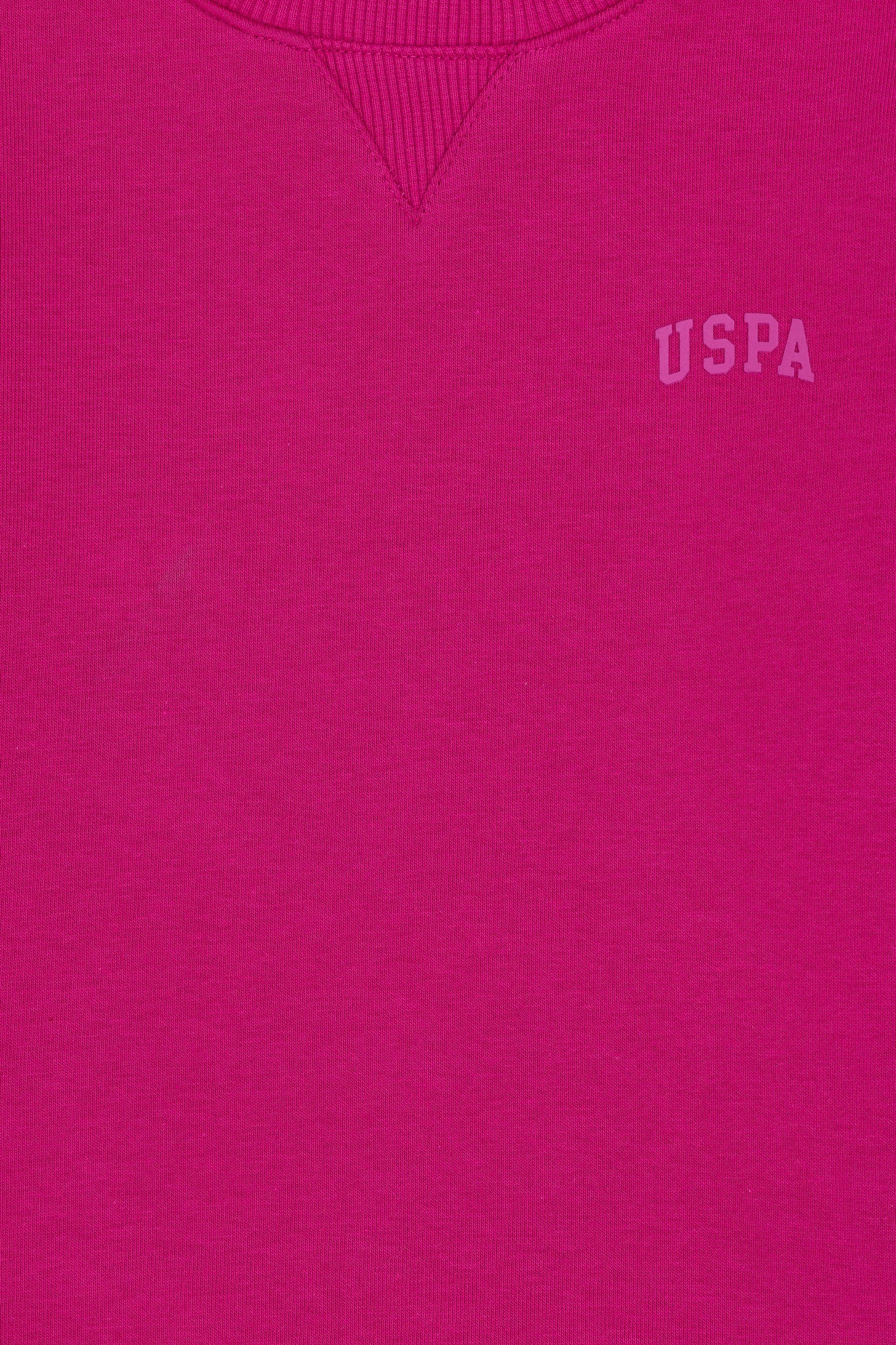 Girls' Fuchsia Basic Crew Neck Sweatshirt