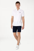 Men's Regular Fit Zipper White Textured T-Shirt