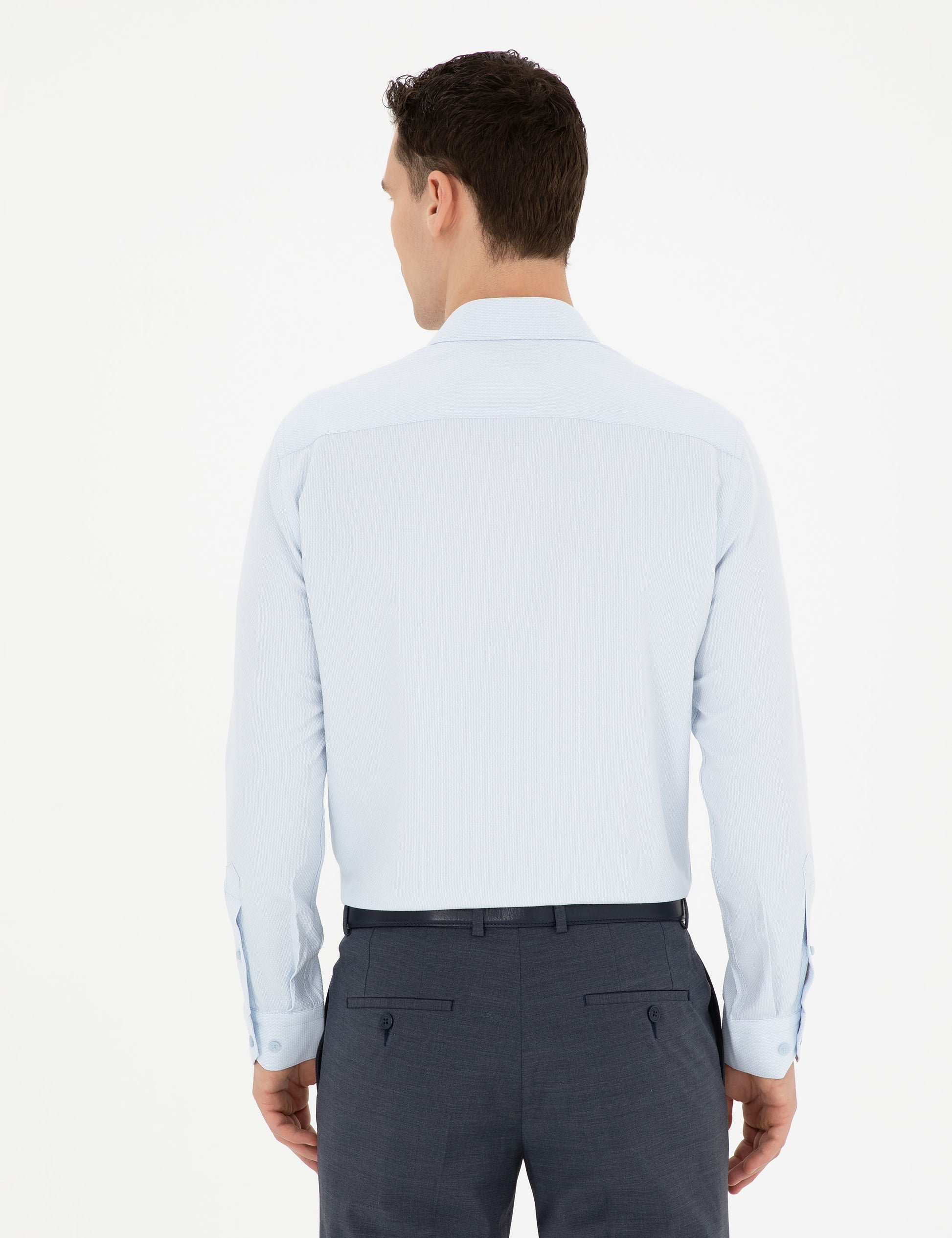 Light Blue Slim Fit Chunky Long Sleeve Shirt