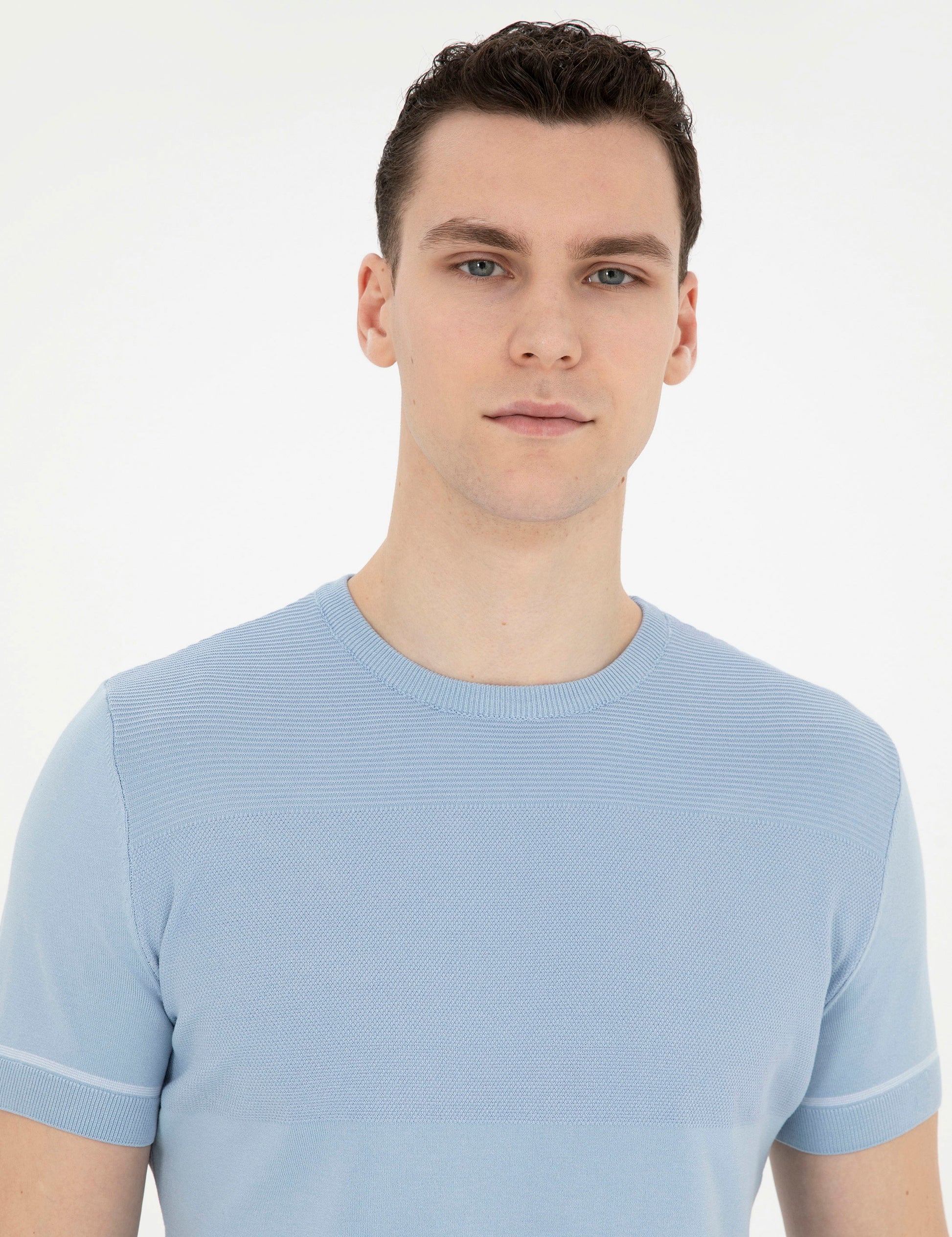 Blue Slim Fit Crew Neck Sweater T-Shirt