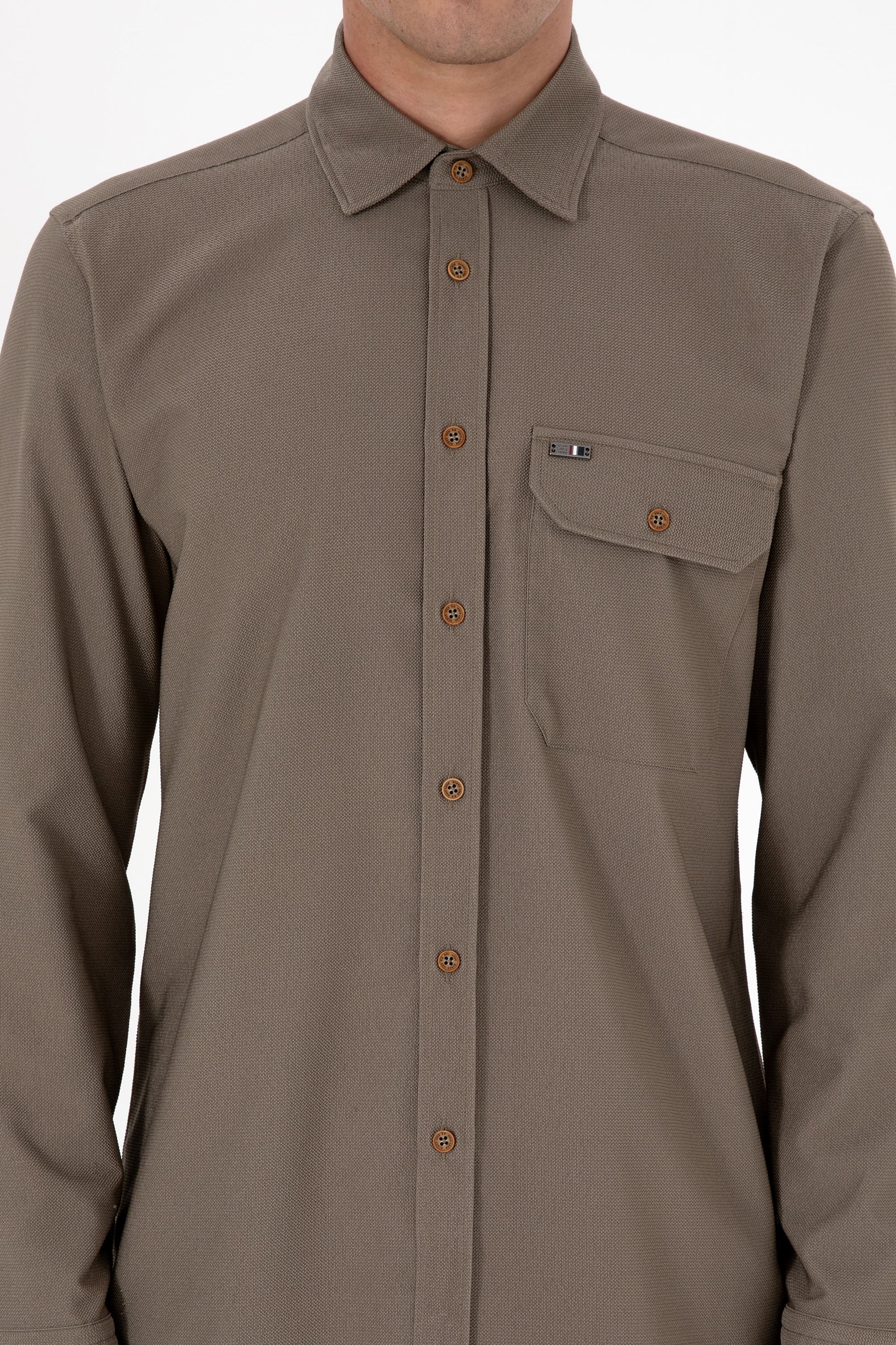 Men's Khaki Long Sleeve Shirt