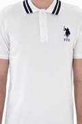 Men's Slim Fit Polo Neck White Basic T-Shirt